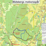 En karta över motionsspår i Blidsberg.