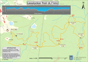 Bild på karta där trailspåret är utmärkt.