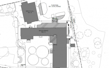 Arkitektskiss över Hössna skola