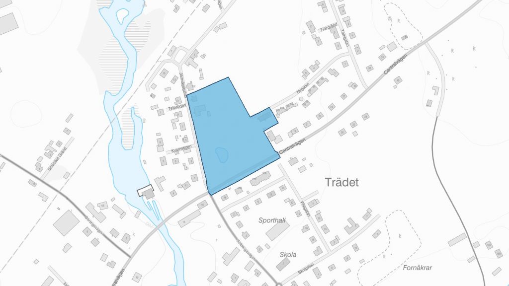 Karta med markerat område för detaljplanen Kölaby 22:11 m.fl.