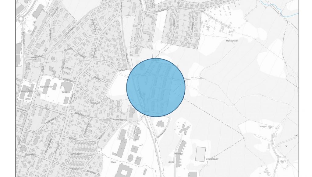 Karta med markerat område för detaljplan Karlslätt 1