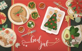 Illustration av ett julbord.