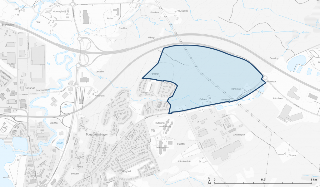 Kartbild över detaljplanområdet Lövåsen