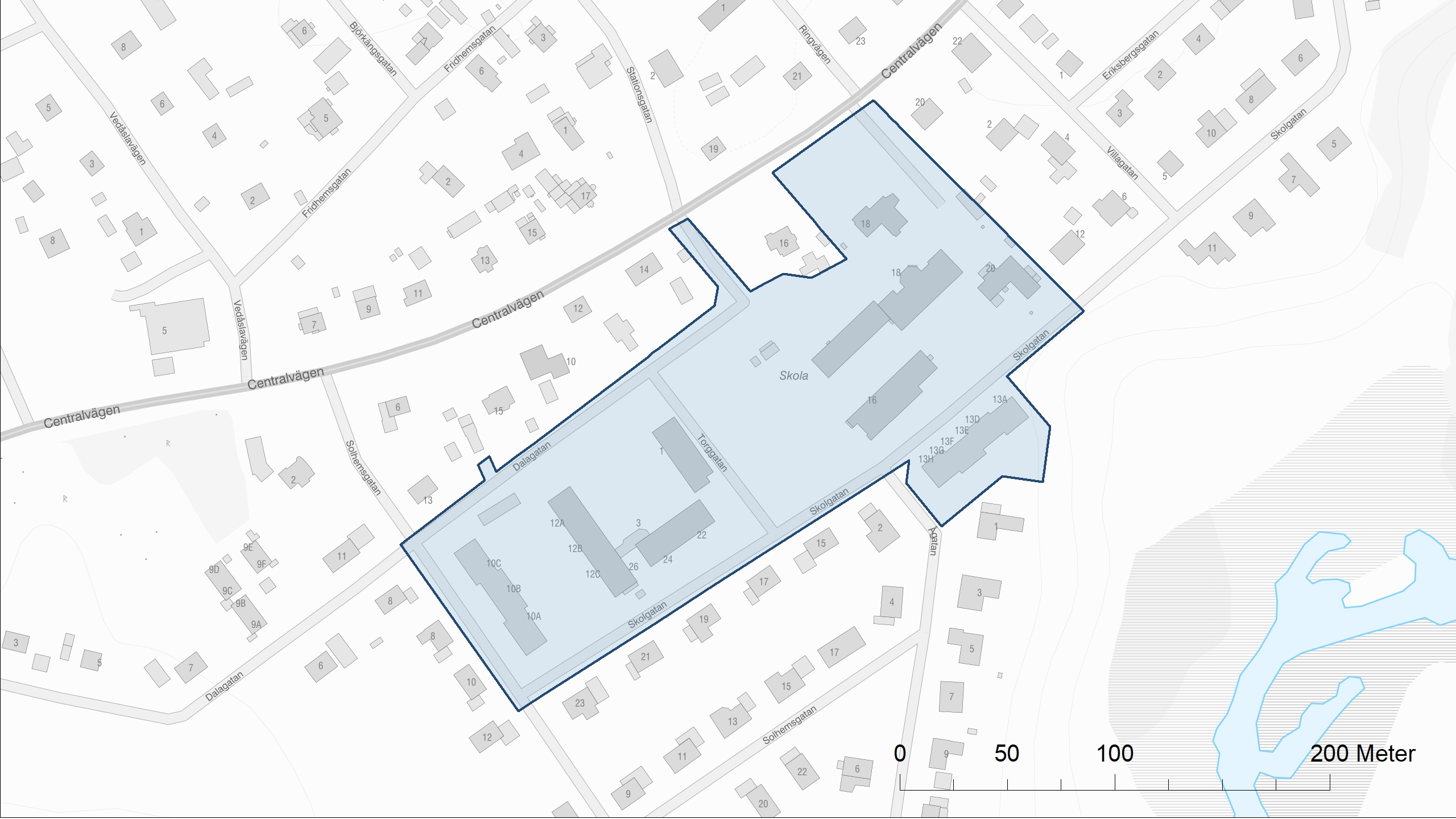 Karta med markerat område över Vedåsla 17:1 m.fl.