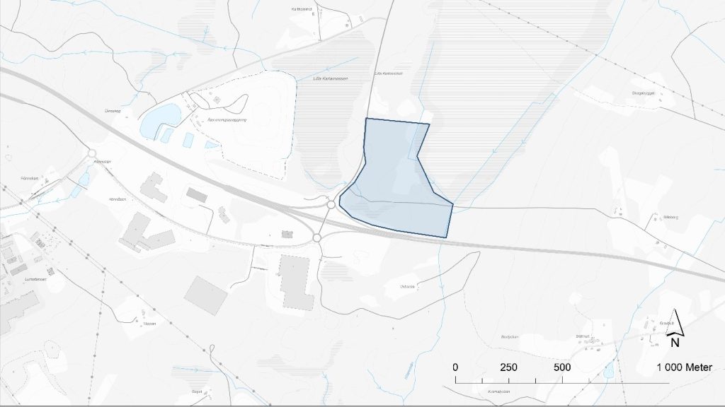 Kartbild över detaljplaneområdet Karthemmet