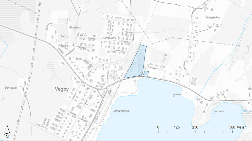 Kartbild över detaljplaneområde Vegby 4:74 och 4:126